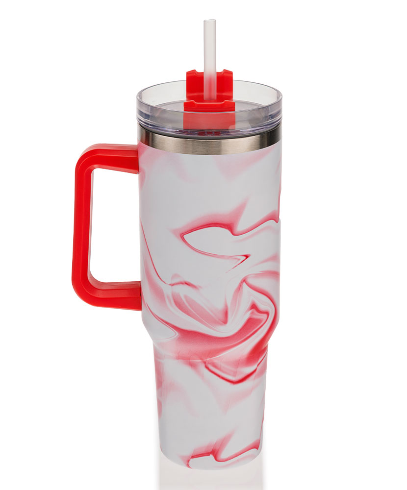 Primary image St. Jude 40oz Double Wall Travel Mug with Handle - Red Swirl